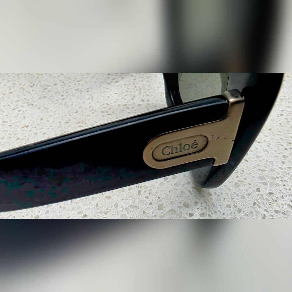 CHLOE Black Rectangular Sunglasses. Made in France. - Picture 2 of 5